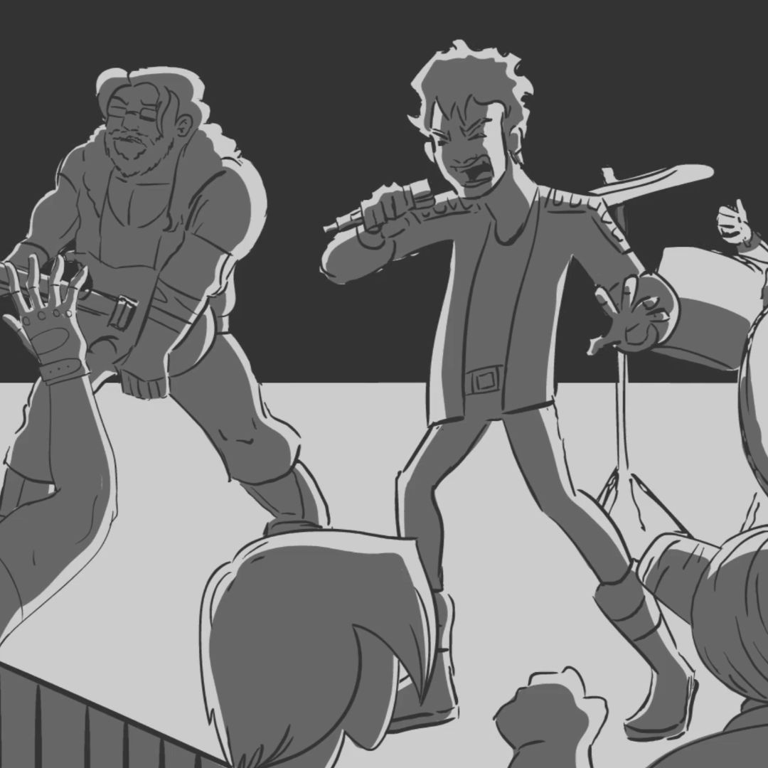 storyboard of singers in a rock group